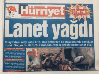 Hürriyet Gazetesi 4 Eylül 2004 - Rusyadaki Olay Kanlı Bitti.150 Ölü.Lanet Yağdı GZ46921 - 1