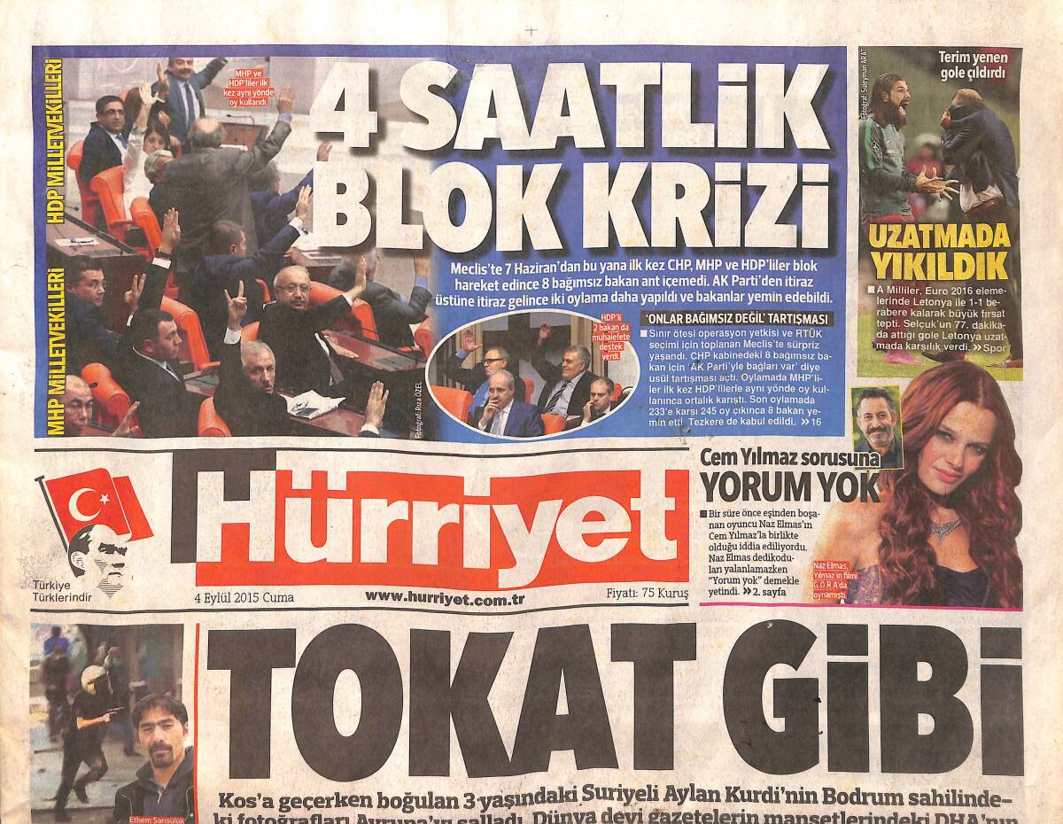 Hürriyet Gazetesi 4 Eylül 2015 - Naz Elmas Cem Yılmaz Sorusuna Yorum Yok - Peru'da Fatmagül'ün Suçu Ne Çılgınlığı Yaşanıyor GZ155257 - 1