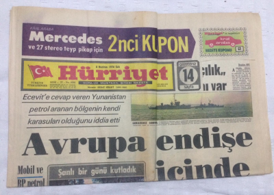 Hürriyet Gazetesi 4 Haziran 1974 - Avrupa Endişe İçinde - GZ17835 - 1