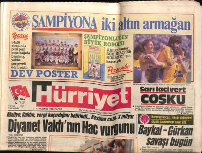 Hürriyet Gazetesi 4 Haziran 1989 - Houstonda Kalp Kapakçığını Yenileyen Sabancı , Ameliyat Ertesinde , Hayat Dolu... - FENERBAHÇE ŞAMPİYON GZ117559 - 1