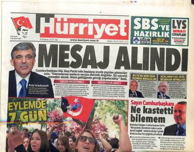Hürriyet Gazetesi 4 Haziran 2013 - Eylemde 7. Gün Gezi Sürüyor, Mesaj Alındı GZ107666 - 1