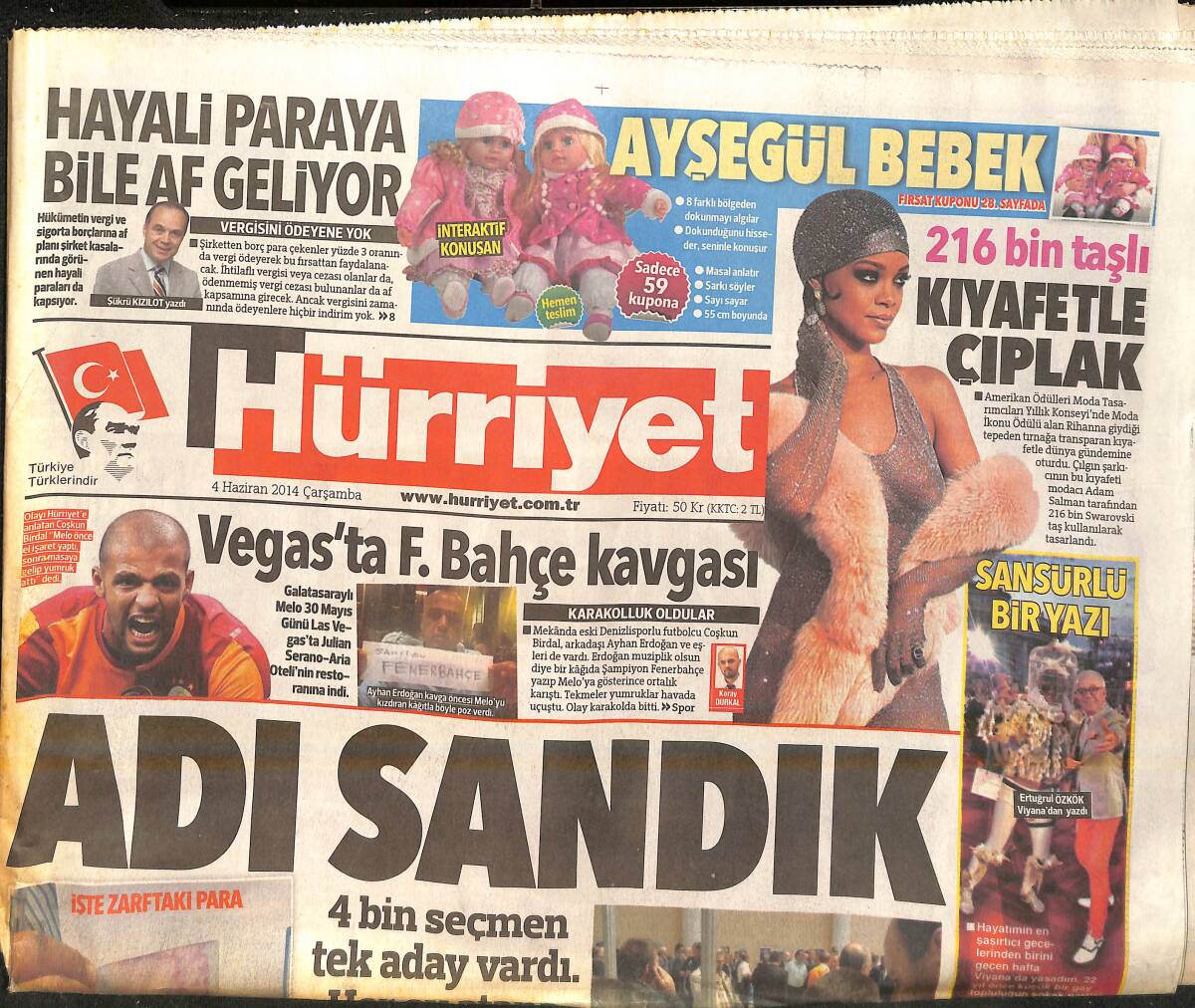 Hürriyet Gazetesi 4 Haziran 2014 - Vegas'ta F.Bahçe Kavgası - Ertuğrul Özkök Viyana'dan Yazdı GZ159615 - 1