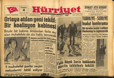 Hürriyet Gazetesi 4 Kasım 1957 - Fener Patrikhanesine Yapılan Esrarlı Ziyaret - Türkiye-Suriye Hudut Konferansı GZ117909 - 1
