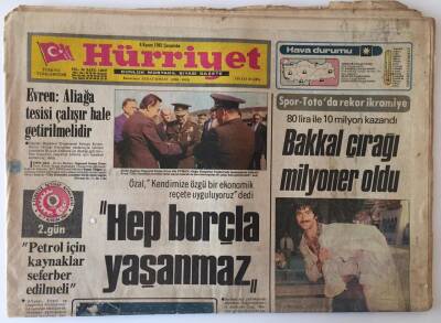 Hürriyet Gazetesi 4 Kasım 1981 - Özal Kendimize Özgü Bir Ekonomik Reçete Uyguluyoruz Hep Borçla Yaşanmaz Diyor - GZ16121 - 1