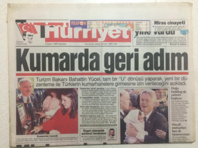 Hürriyet Gazetesi 4 Kasım 1996 - Kumarda Geri Adım,Cimbomun Öfkesi GZ23774 - 1