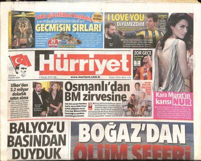 Hürriyet Gazetesi 4 Kasım 2014 - Osmanlıdan BM Zirvesine - Ülkerden 3.2 Milyar Dolarlık Satın Alma GZ125735 - 1