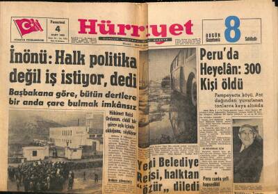 Hürriyet Gazetesi 4 Mart 1968 - Peruda Heyelan 300 Kişi Öldü GZ77729 - 1