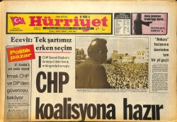 Hürriyet Gazetesi 4 Mart 1975 - CHP Koalisyona Hazır - Muazzez Abacı İle Atilla Kurtbaş Barıştı GZ157535 - Gökçekoleksiyon