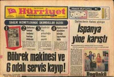 Hürriyet Gazetesi 4 Mart 1981 - Baştürk Muayene Edildi - Levent Kırca TV İçin Yeni Programlar Hazırlıyor GZ126013 - 1