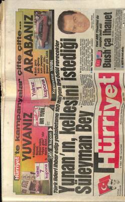 Hürriyet Gazetesi 4 Mart 1989 - Yunanın Kellesini İstediği Süleyman Sefer GZ61746 - 1
