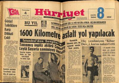 Hürriyet Gazetesi 4 Mayıs 1963 - 1600 Kilometre Asfalt Yol Yapılacak GZ65299 - 1