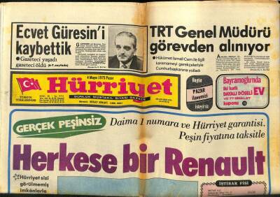 Hürriyet Gazetesi 4 Mayıs 1975 - Kıbrısa Amerikanın Yerleşmesi Rusları Kızdırdı GZ97462 - 1