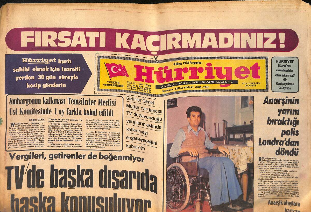 Hürriyet Gazetesi 4 Mayıs 1978 - Mahkeme Ülkü Ocaklarının Kapatılmasını Reddetti - Üç Büyükler Yerli Antrenör Arıyor GZ132486 - 1