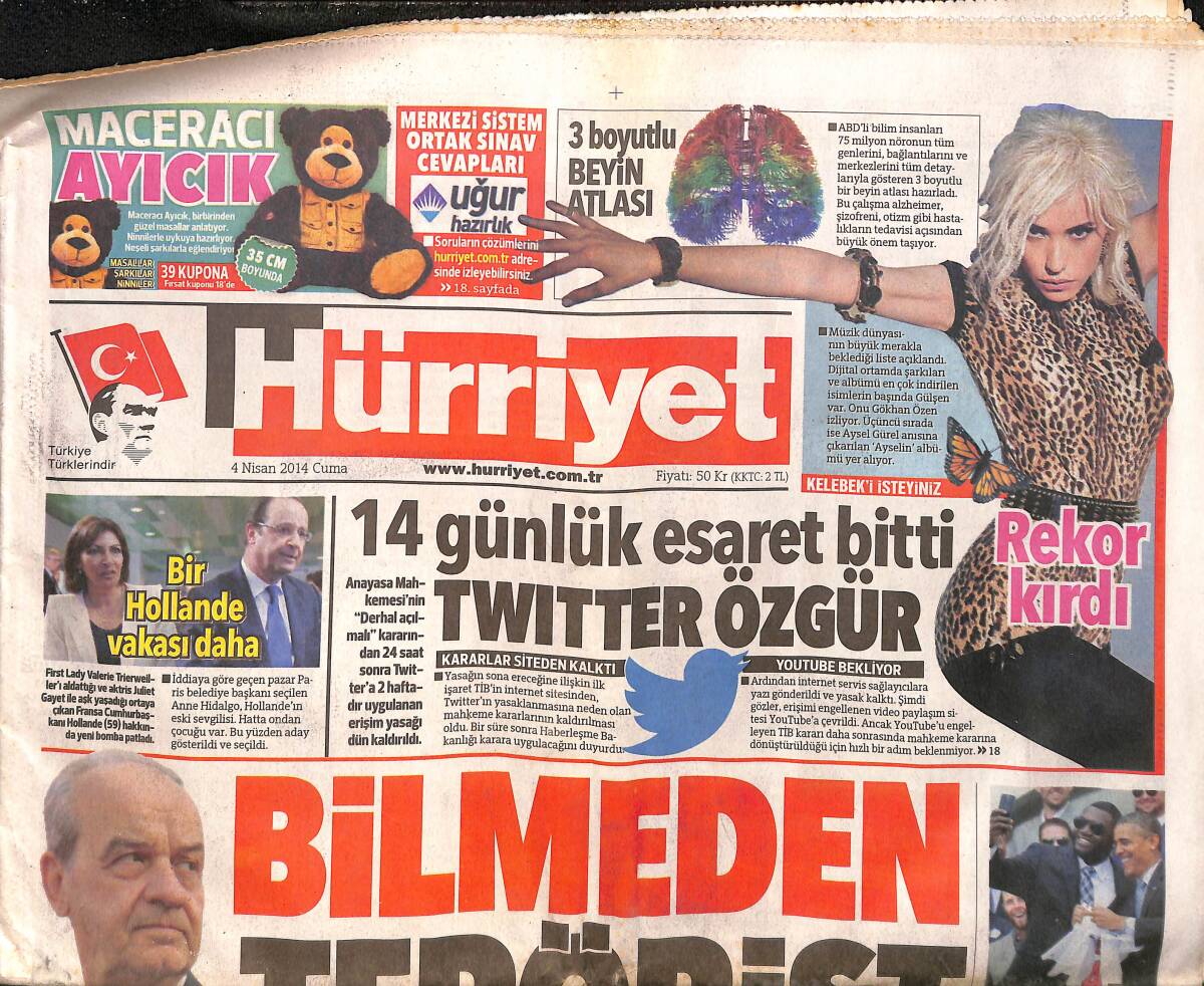 Hürriyet Gazetesi 4 Nisan 2014 - Abdullah Gül Meydanlara Hazırlanıyor - İrina Geliyor GZ160122 - 1