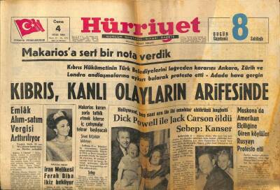 Hürriyet Gazetesi 4 Ocak 1963 - Kıbrıs , Kanlı Olayların Arifesinde GZ60923 - 2