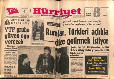 Hürriyet Gazetesi 4 Ocak 1964 - Rumlar , Türkleri Açlıkla Dize Getirmek İstiyor GZ68788 - 1