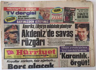 Hürriyet Gazetesi 4 Ocak 1986 - Akdenizde Savaş Rüzgarı Amerika Libyaya Müdahale Planlıyor GZ16079 - 2