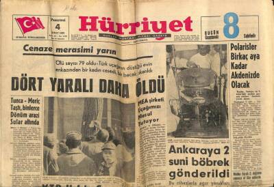 Hürriyet Gazetesi 4 Şubat 1963 - Tunca - Meriç Taştı , Binlerce Dönüm Arazi Sular Altında GZ67422 - 1