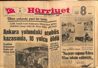 Hürriyet Gazetesi 4 Şubat 1964 - THYna Ait ETI Uçağı Kayboldu GZ81731 - 1