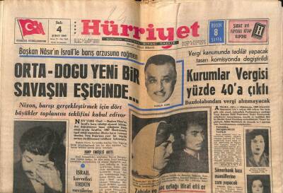 Hürriyet Gazetesi 4 Şubat 1969 - Orta Doğu Yeni Bir Savaşın Eşiğinde GZ56248 - 1