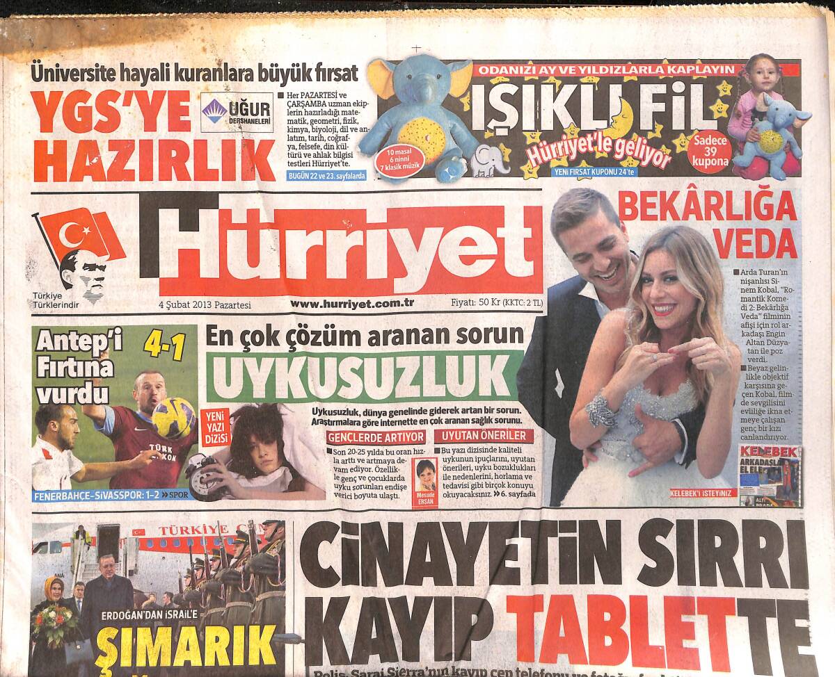 Hürriyet Gazetesi 4 Şubat 2013 - Fransa , Türkiye İçin de Örnek - Erdoğan'dan İsrail'e Şımarık Oğlan GZ160196 - 1