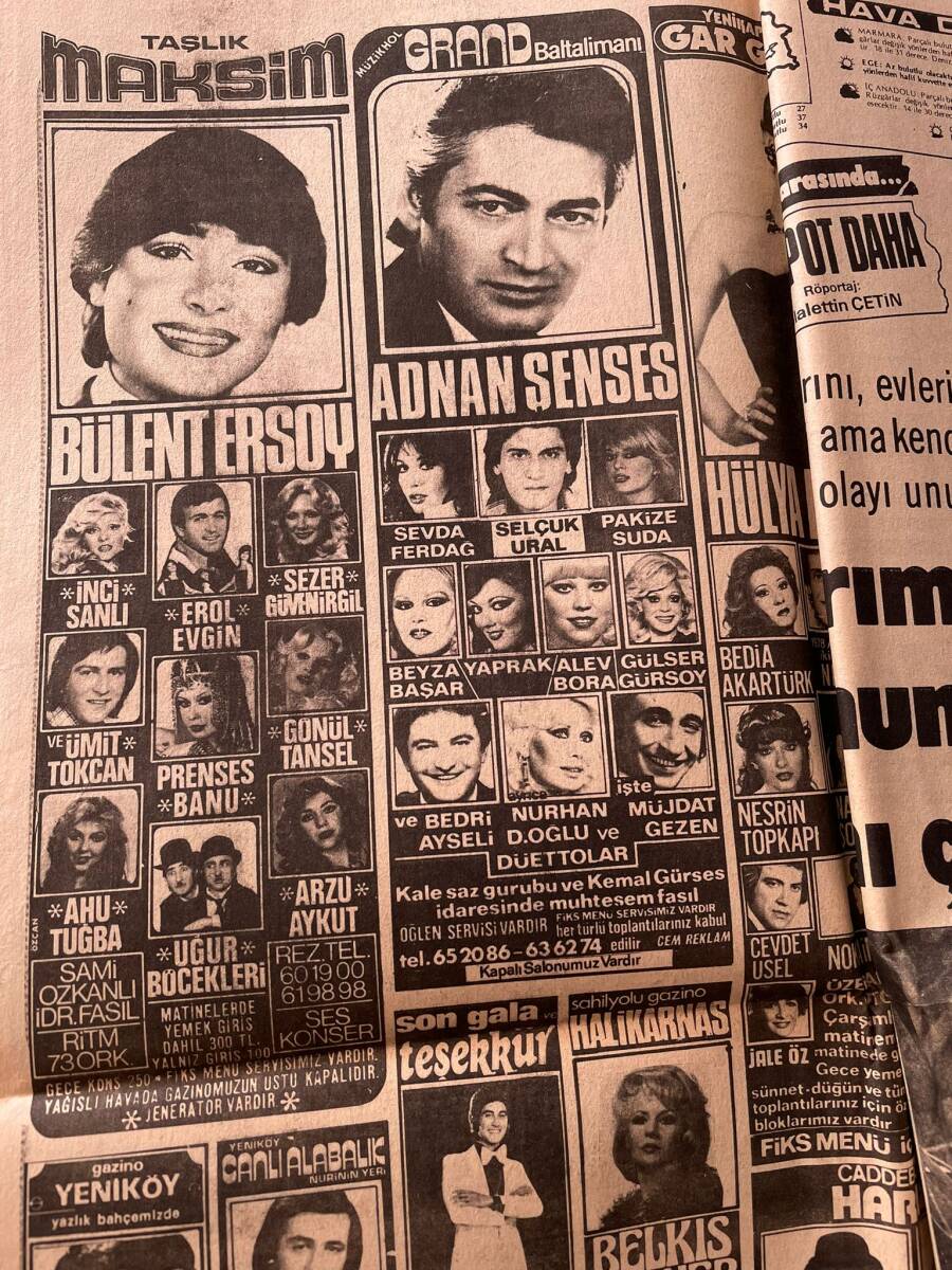 Hürriyet Gazetesi 4 Temmuz 1978 - Bülent Ersoy Taşlık Maksim Afiş - Raffaella Carra Caddebostan Maksim Afiş GZ143280 - 2