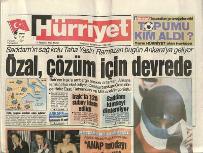 Hürriyet Gazetesi 5 Ağustos 1990 - Irakta 120 Subay İdam Edildi GZ88303 - 1