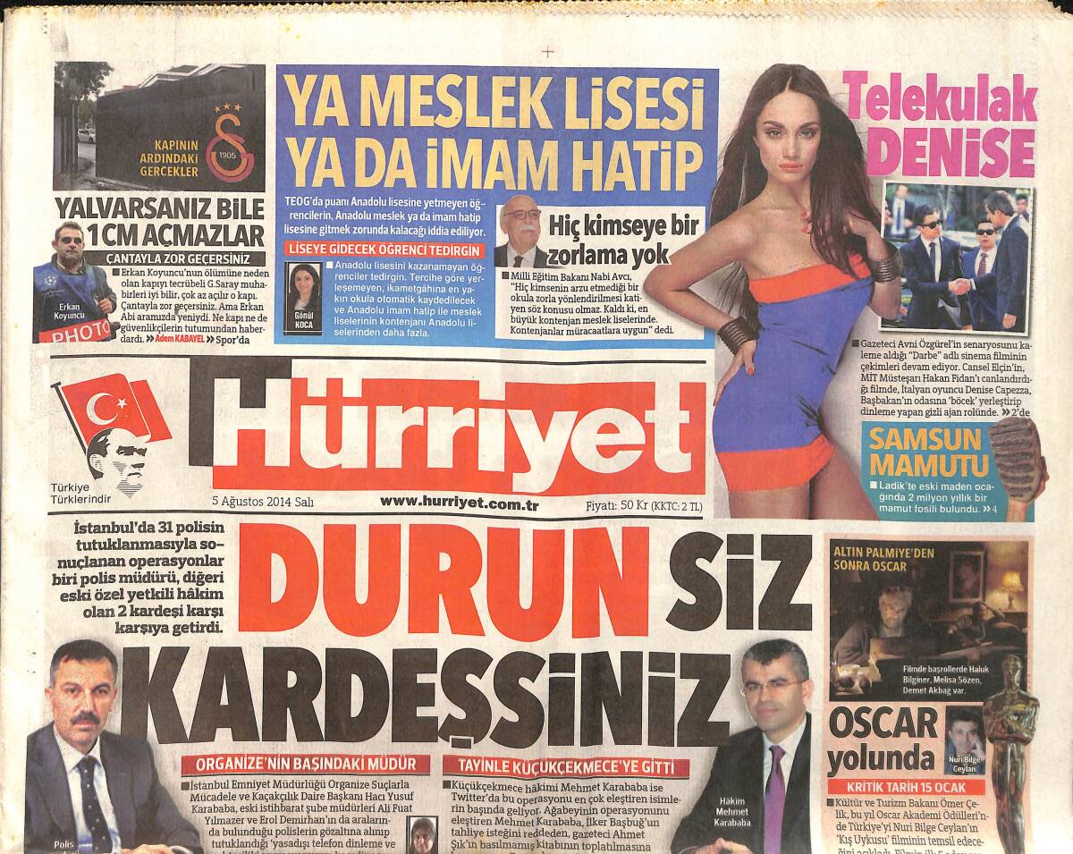 Hürriyet Gazetesi 5 Ağustos 2014 - Gazze'de Komutan Öldürüldü - Yalova'yı Termal Salladı GZ160146 - 1