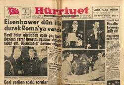 Hürriyet Gazetesi 5 Aralık 1959 - Eisenhower Dün İlk Durak Romaya Vardı GZ72555 - 1