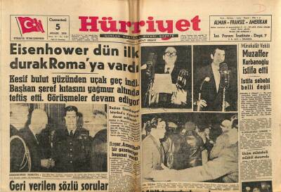 Hürriyet Gazetesi 5 Aralık 1959 - Eisenhower Dün İlk Durak Romaya Vardı GZ72555 - 1