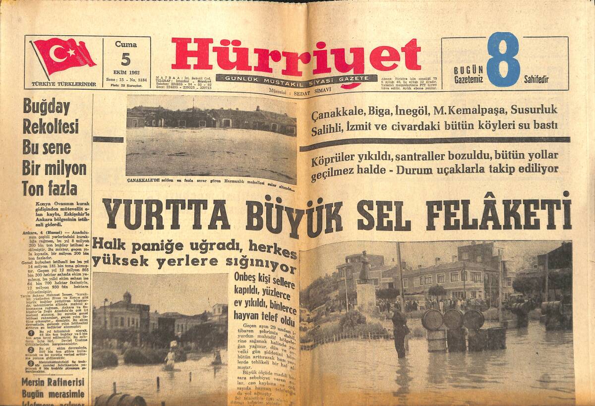 Hürriyet Gazetesi 5 Ekim 1962 - Adalet Partililer, Toplu Halde Senatoyu Terketti - Atletizm Genç Milli Takımı Bu Sabah İtalya'ya Gidiyor GZ142585 - 1