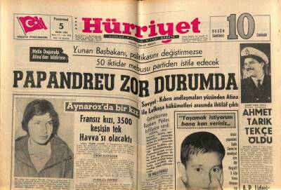 Hürriyet Gazetesi 5 Ekim 1964 - Ahmet Tarık Tekçe Öldü GZ81919 - 1