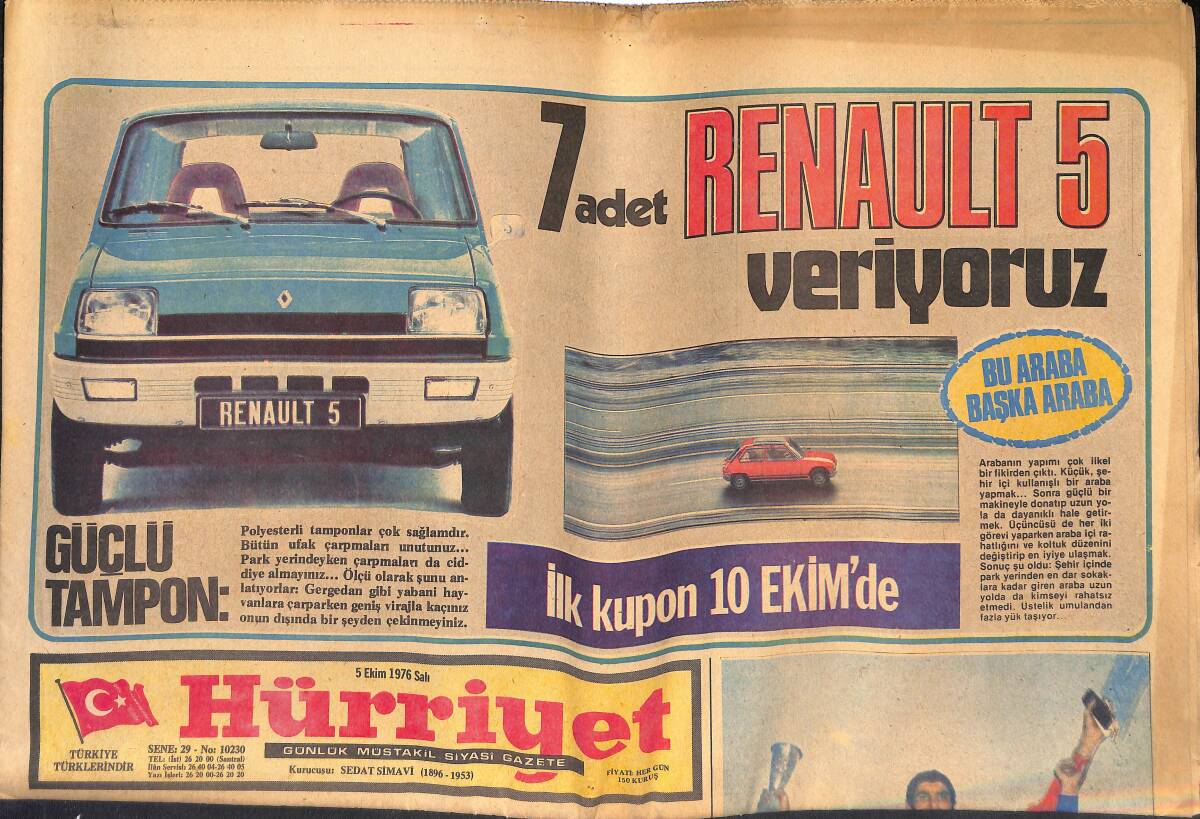 Hürriyet Gazetesi 5 Ekim 1976 - İşte Altın Adam Köksal Özoğluöz - Halil Tunç Ve Ailesinin Yarım Milyon Liralık Mal Varlığı Var GZ132963 - 1