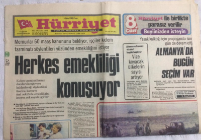 Hürriyet Gazetesi 5 Ekim 1980 - Herkes Emekliliği Konuşuyor - GZ19794 - 1
