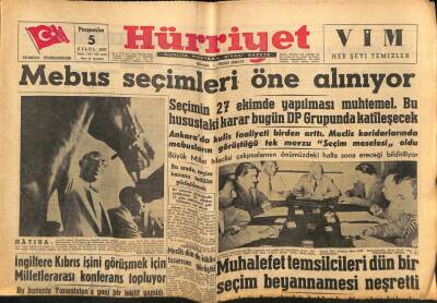 Hürriyet Gazetesi 5 Eylül 1957 - Prens Ali Han Dün Gece Uçakla İstanbula Geldi GZ80951 - 1