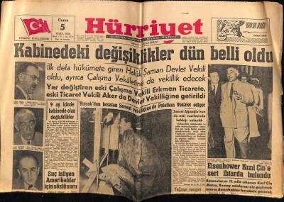 Hürriyet Gazetesi 5 Eylül 1958 - Eisenhower Kızıl Çine Sert İhtarda Bulundu GZ68924 - 2