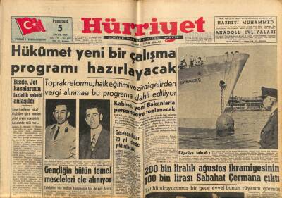 Hürriyet Gazetesi 5 Eylül 1960 - Hükümet Yeni Bir Çalışma Programı Hazırlayacak GZ81949 - 1