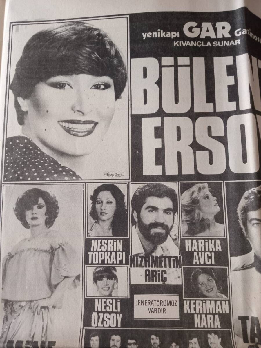 Hürriyet Gazetesi 5 Eylül 1979 - Bülent Ersoy Yeni Kapı Gar Gazinosu Afişi - Muazzez Abacı Ortadan Aniden Kayboldu GZ142498 - 2