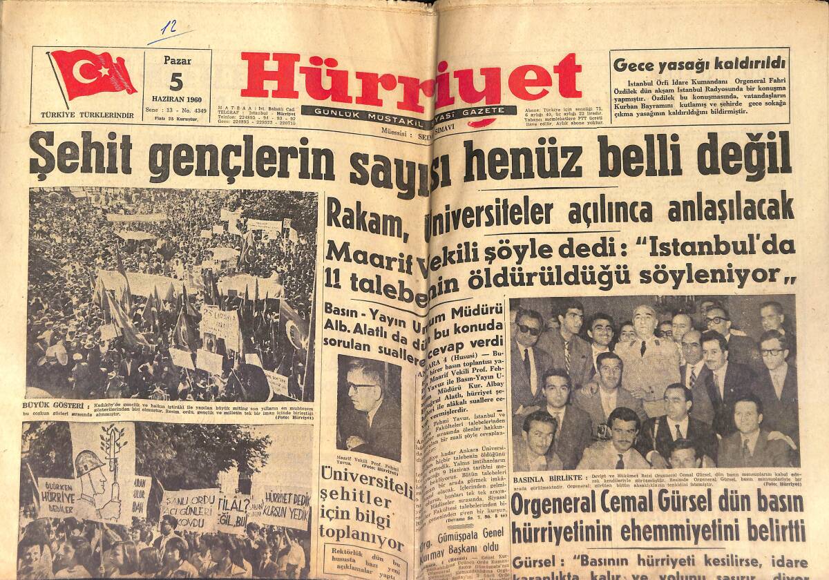 Hürriyet Gazetesi 5 Haziran 1960 - Kadıköy , Dün Son Yılların En Büyük Gösterisine Sahne Oldu - Kızılay'a El Atan DP'li GZ153986 - 1