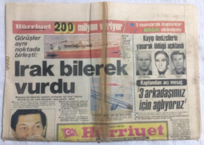 Hürriyet Gazetesi 5 Haziran 1984 - Irak Bilerek Vurdu - GZ19814 - 1