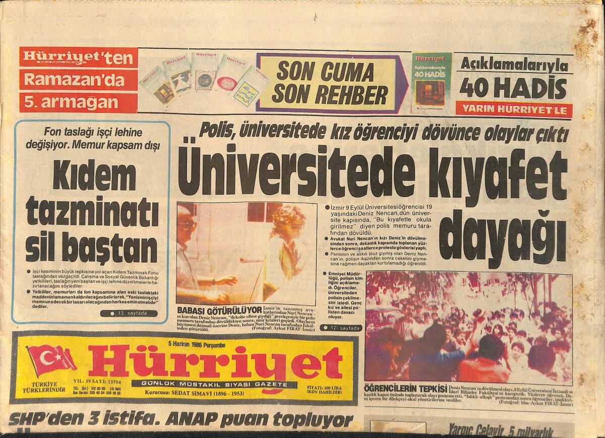 Hürriyet Gazetesi 5 Haziran 1986 - Younes Emel - Beşiktaş, Galatasaray'dan Tebrik Bekliyor GZ3167 - 1