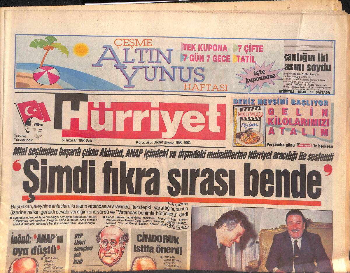 Hürriyet Gazetesi 5 Haziran 1990 - Michael Jackson Hastaneye Yatırıldı - Gurbetçiye Azınlık Statüsü GZ133121 - 1