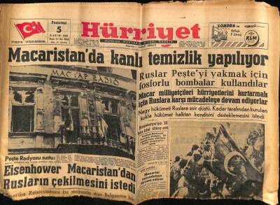 Hürriyet Gazetesi 5 Kasım 1956 - Macaristanda Kanlı Temizlik Yapılıyor GZ76697 - 1
