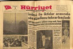Hürriyet Gazetesi 5 Kasım 1958 - İnönü İle İktidar Arasında Söz Düellosu Tekrar Başladı GZ72643 - 2