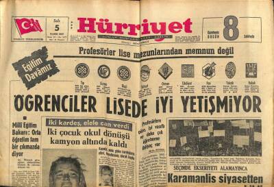 Hürriyet Gazetesi 5 Kasım 1963 - Öğrenciler Lisede İyi Yetişmiyor , Profesörler Lise Mezunlarından Memnun Değil GZ70970 - 1