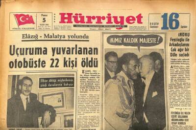 Hürriyet Gazetesi 5 Mart 1967 - Elazığ - Malatya Yolunda Uçuruma Yuvarlanan Otobüste 22 Kişi Öldü GZ86716 - 1