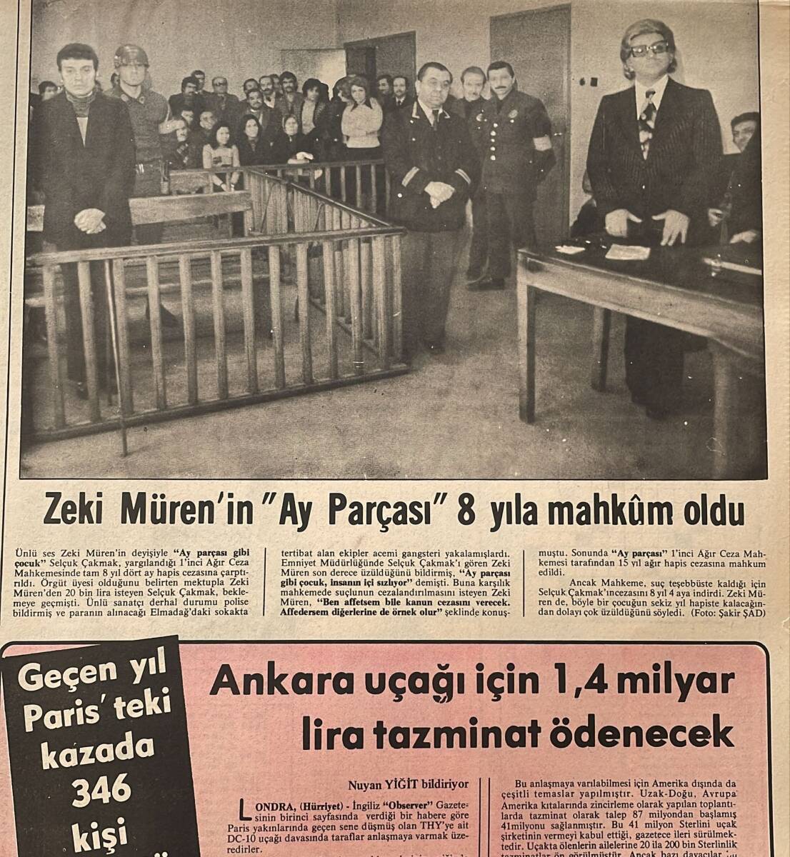 Hürriyet Gazetesi 5 Mart 1975 - Zeki Müren'in Ay Parçası 8 Yıla Mahkum Oldu - Amerikan Üssünün Kilit Adamları Türk GZ157534 - 2