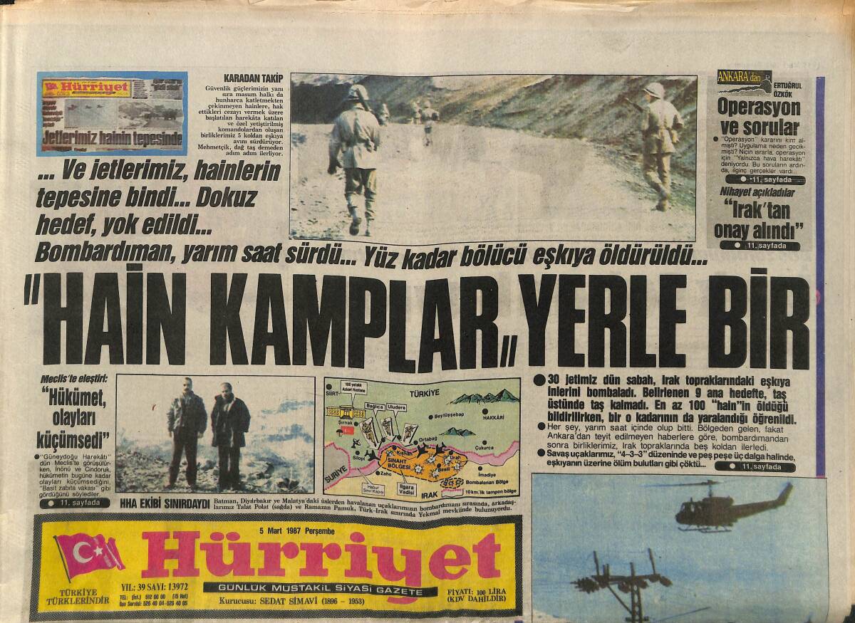 Hürriyet Gazetesi 5 Mart 1987 - Evren , Özal Gibi Düşünmüyor - Irak'tan Onay Alındı GZ150461 - 1