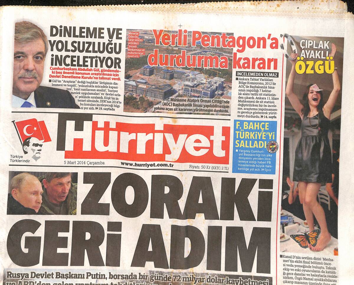 Hürriyet Gazetesi 5 Mart 2014 - Fenerbahçe Türkiye'yi Salladı - Yerli Pentagon'a Durdurma Kararı GZ159671 - 1