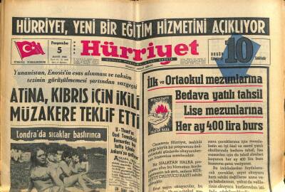 Hürriyet Gazetesi 5 Mayıs 1966 - Atina , Kıbrıs İçin İkili Müzakere Teklif Etti GZ76387 - 1